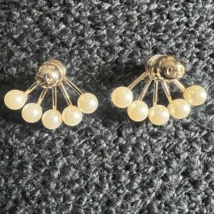 Dior Gold and Pearl Fan Earrings
